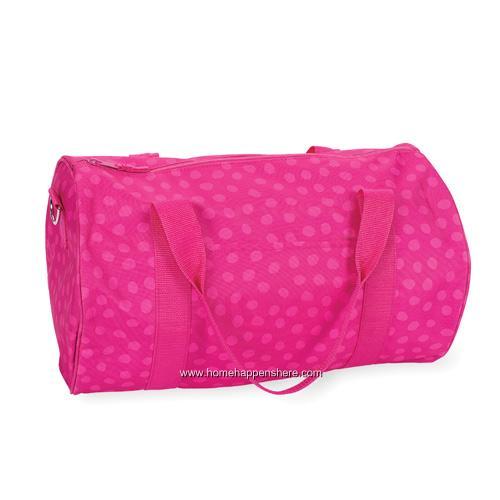 jr Rec duffle- Pink Lotsa Dots with stars and 31 rockstars embroidered