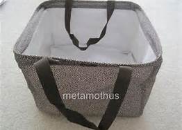Square Utility Tote- brown pin dots